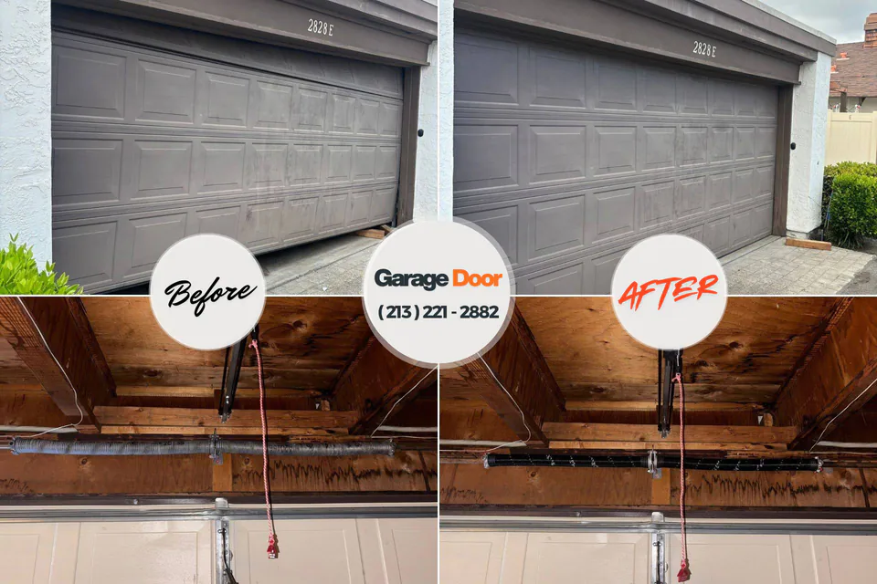 Before and after: garage door repair Pine Manor, FL